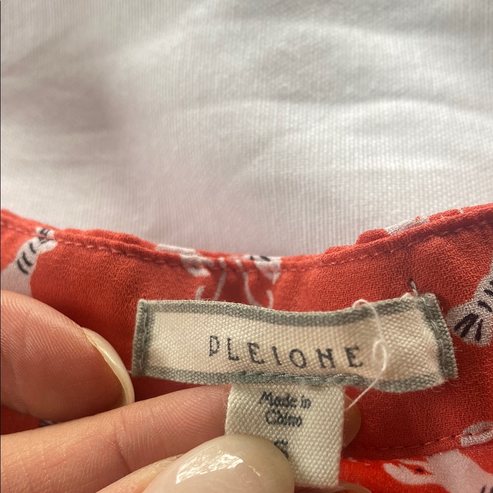 Pleione Red Blouse with White Rabbit Print - Picture 2 of 6